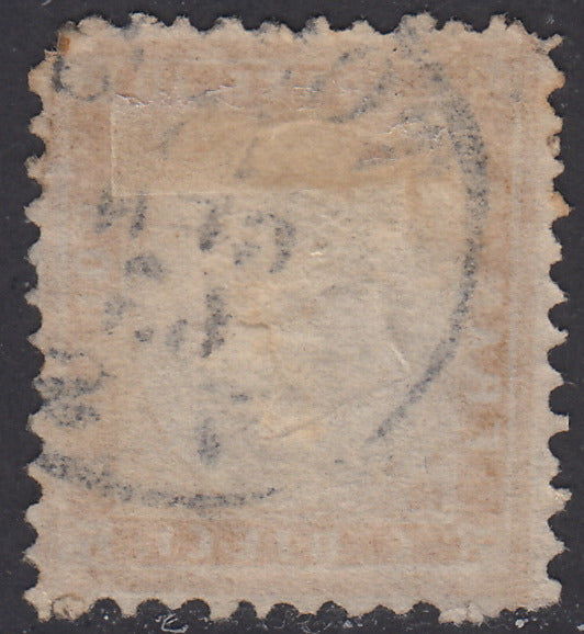 1862 - Perforated issue, c. 10 used orange bistro with Turin postmark 13/1/63 (1g).