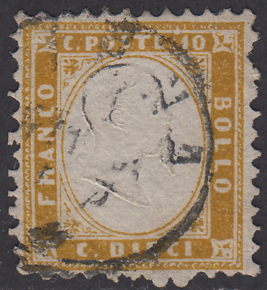 1862 - Perforated issue, c. 10 used olive bistro with Siena postmark (1e).