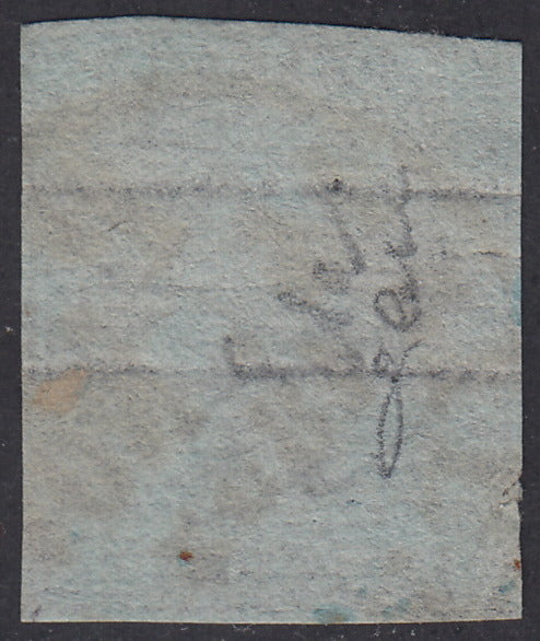 PV2156 1851 Leone di Marzocco, 1 black farthing on blue paper and crown watermark, used (1st)