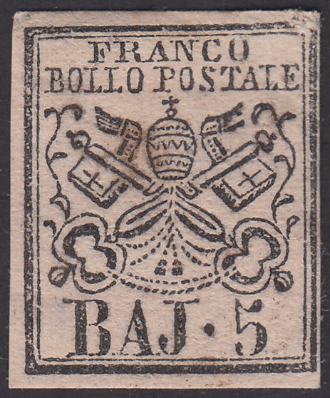 1852 - 1st issue 5 new light pink baj with original rubber (6).