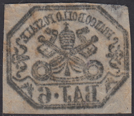 1859 - I emissione 6 baj grigio I composizione nuovo con gomma originale e decalco (7a)