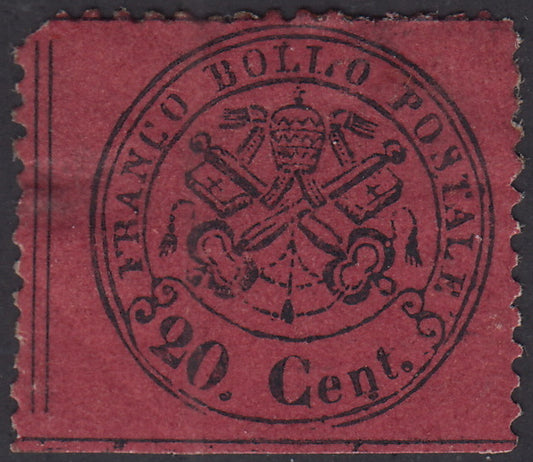 1868 - III issue c. 20 red brown on matt or semi-gloss paper from sheets of 120 new copies with gum (27).