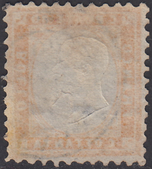 1862 - Emissione dentellata, c. 80 giallo arancio usato con annullo di Lavagna (4).
