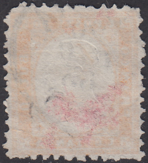 1862 - Perforated issue, c. 80 yellow orange used with Genoa postmark (4).