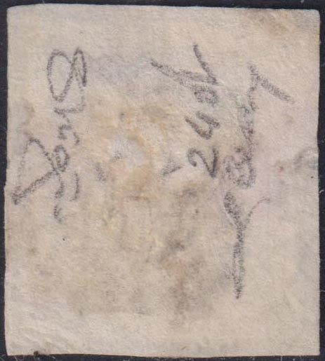 1861 - 1 black grain, copy with triple effigy, new with original rubber (19 AD). Cardillo certificate.