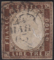 1860 - 1/2 dark blue tornese called "Croce di Savoia" used in the IL PAESE newspaper of 1/1/1861 (16b)