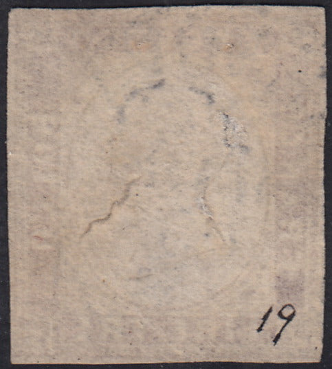 1860 - 1/2 dark blue tornese called "Croce di Savoia" used in the IL PAESE newspaper of 1/1/1861 (16b)