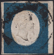 PV60_164 - 1854 - III emissione c. 20 azzurro usato, margine di foglio a destra (8)