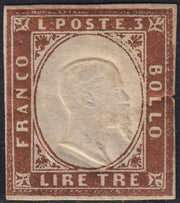 1860 - 1/2 dark blue tornese called "Croce di Savoia" used in the IL PAESE newspaper of 1/1/1861 (16b)