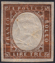1860 - 1/2 dark blue tornese called "Croce di Savoia" used in the IL PAESE newspaper of 1/1/1861 (16b)