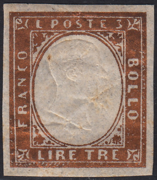 1860 - 1/2 dark blue tornese called "Croce di Savoia" used in the IL PAESE newspaper of 1/1/1861 (16b)