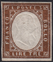 PV60_181 - 1861 - IV emissione L. 3 rame vivo nuovo con gomma originale (18A)