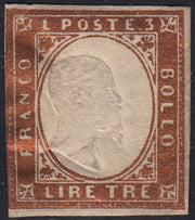 1860 - 1/2 dark blue tornese called "Croce di Savoia" used in the IL PAESE newspaper of 1/1/1861 (16b)