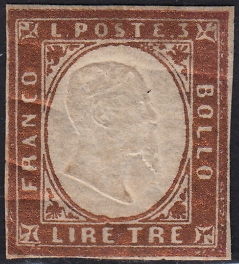 1860 - 1/2 dark blue tornese called "Croce di Savoia" used in the IL PAESE newspaper of 1/1/1861 (16b)