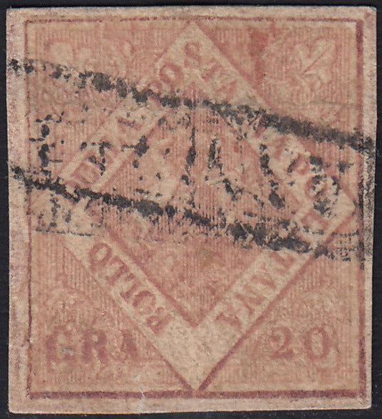PV60_196 - 1858 - Stemma delle Due Sicilie, 20 grana rosa brunastro I tavola usato (12)