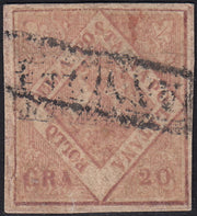 PV60_196 - 1858 - Stemma delle Due Sicilie, 20 grana rosa brunastro I tavola usato (12)