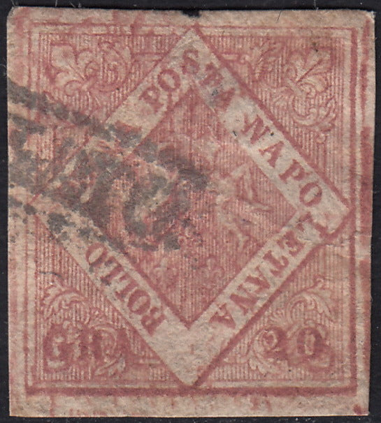 1858 - Kingdom of Naples 20 grana brownish pink I table used with original cancellation (12)
