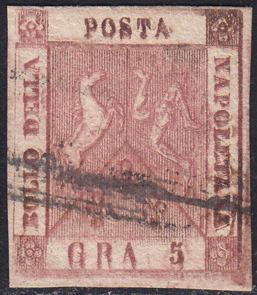 1858 - Kingdom of Naples 20 grana brownish pink I table used with original cancellation (12)