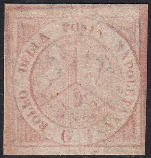 PV60_209 - 1858 - Stemma delle Due Sicilie, 1/2 grano rosa chiaro I tavola nuovo con gomma originale (1)