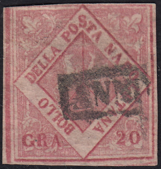 1858 - Kingdom of Naples 20 grana brownish pink I table used with original cancellation (12)