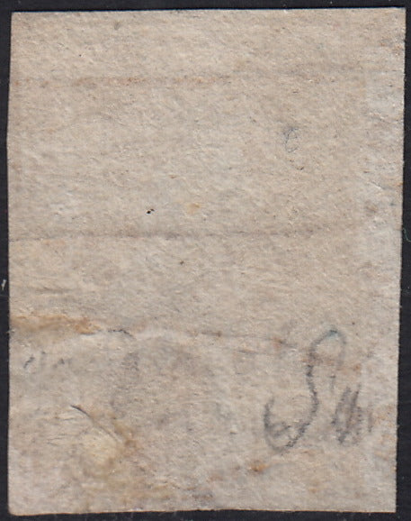 PPP449 - 1851 Leone di Marzocco, 2 light blue crazie on gray paper and crown watermark, used (5d)