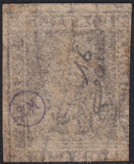 PV60_32 - 1859 - Leone di Marzocco, 9 crazie bruno lillaceo su carta bianca e filigrana linee ondulate usato (16)