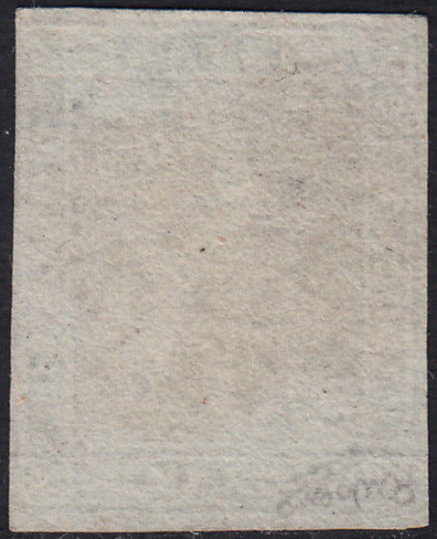 PV60_332 - 1851 - Leone di Marzocco, 9 crazie bruno violaceo chiaro su carta grigia e filigrana corona usato (8c)