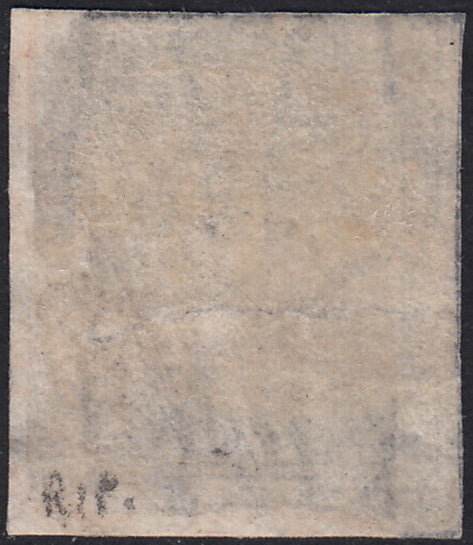 PPP449 - 1851 Leone di Marzocco, 2 light blue crazie on gray paper and crown watermark, used (5d)