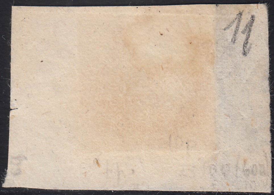 PV60_374 - 1851 - Mercurio (c.3) azzurro del I tipo usato Distribuzione 1 (1, p.ti 11).