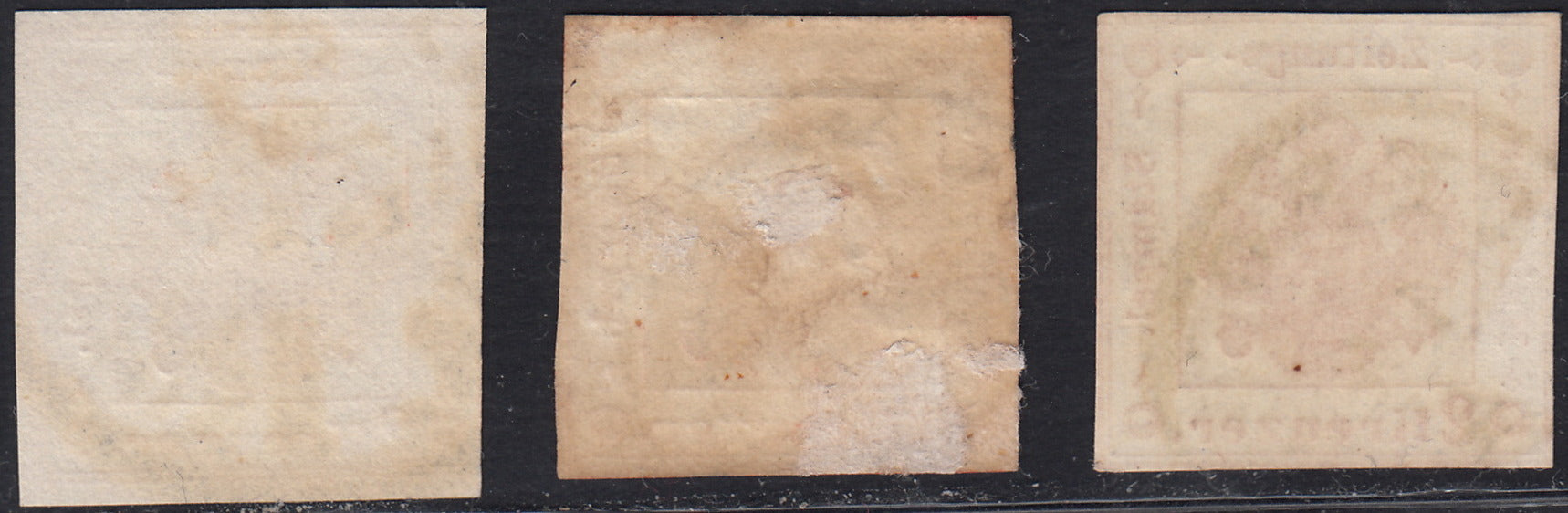 PV60_402 - 1858 - Segnatasse per Giornali, 2kr. tre esempari in gradazioni di colori differenti (3, 3a, 3b)