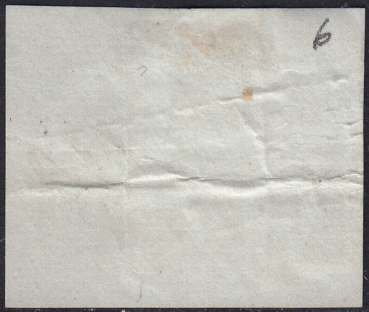 PV60_420 - 1850 - AUSTRIA I emissione 6 kr. bruno usato su frammento con annullo di Lombardo Veneto VENEZIA Si