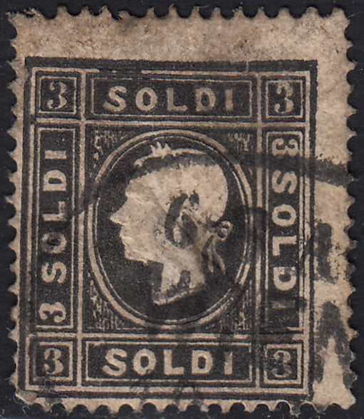 PV60_427 - 1859 - II emissione II tipo 3 soldi nero usato con annullo austriaco di VIENNA (29)