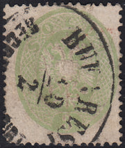 PV60_434 - 1863 - Levante Austriaco, V emissione s. 3 verde usato BUKAREST RECOMANDIRT (37L, punti 10)