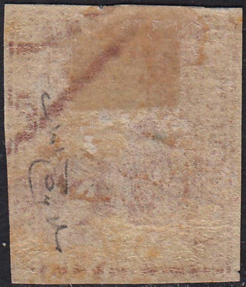 PPP449 - 1851 Leone di Marzocco, 2 light blue crazie on gray paper and crown watermark, used (5d)