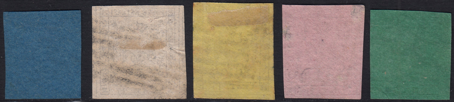 PV60_445 - 1852 - Aquila estense, emissione senza punto dopo la cifra, serie di cinque valori usati in qualità mista (1/4 + 6)