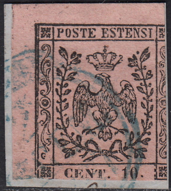PV60_451 - 1852 - Aquila estense, emissione con punto dopo la cifra, c. 10 rosa usato (9)