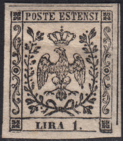 PV60_463 - 1852 - Aquila estense, emissione con punto dopo la cifra, L. 1 bianco nuovo con gomma originale (11)