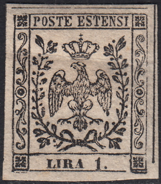 PV60_463 - 1852 - Aquila estense, emissione con punto dopo la cifra, L. 1 bianco nuovo con gomma originale (11)