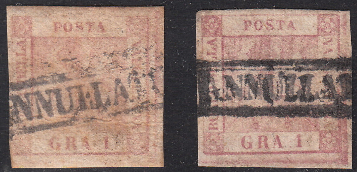 1858 - Kingdom of Naples 20 grana brownish pink I table used with original cancellation (12)