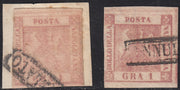 PV60_477 - 1858 - Stemma delle Due Sicilie, 1 grano rosa chiaro + 1 grano rosa lillaceo I tavola usati (3 + 3a)