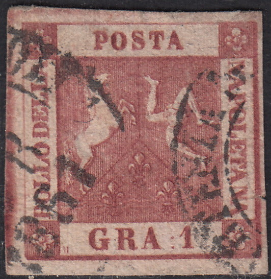 1858 - Kingdom of Naples 20 grana brownish pink I table used with original cancellation (12)