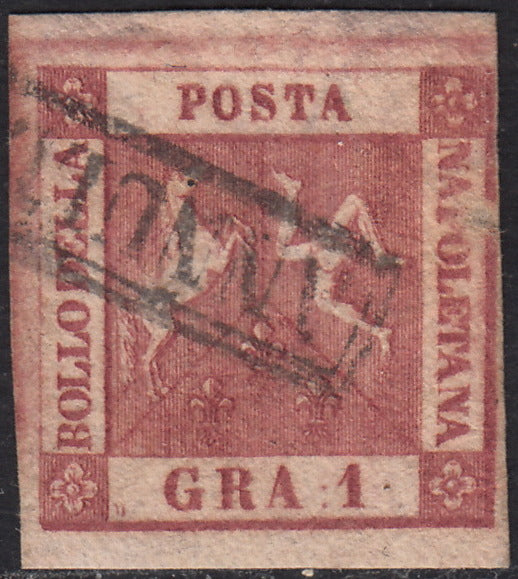 1858 - Kingdom of Naples 20 grana brownish pink I table used with original cancellation (12)