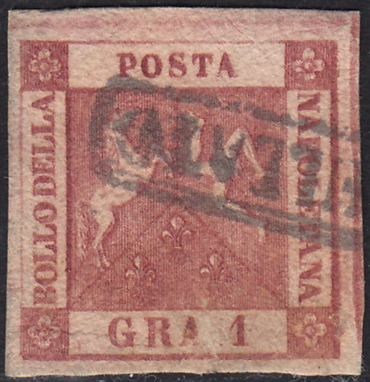 1858 - Kingdom of Naples 20 grana brownish pink I table used with original cancellation (12)