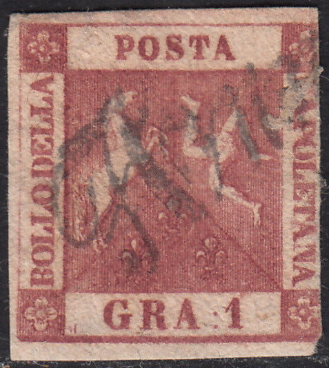 1858 - Kingdom of Naples 20 grana brownish pink I table used with original cancellation (12)