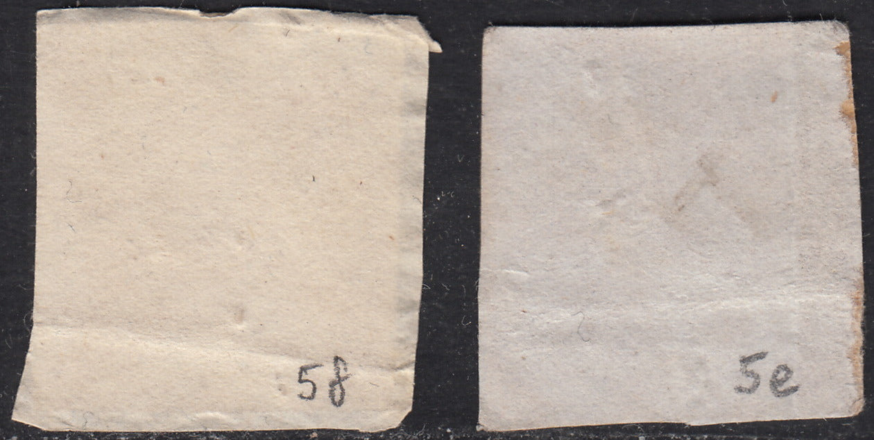 PV60_494 - 1858 - Stemma delle Due Sicilie, 2 grana carminio e 2 grana carminio vivo I tavola usati (5e, 5f)