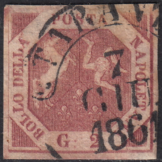 1858 - Kingdom of Naples 20 grana brownish pink I table used with original cancellation (12)