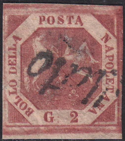 1858 - Kingdom of Naples 20 grana brownish pink I table used with original cancellation (12)