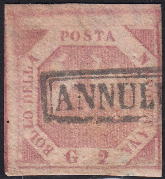 PV60_512 - 1858 - Stemma delle Due Sicilie, 2 grana rosa lillaceo II tavola usato (6a)