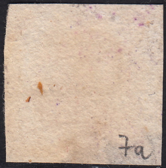 PV60_513 - 1858 - Stemma delle Due Sicilie, 2 grana bruno llillaceo III tavola usato, raro colore (7a)