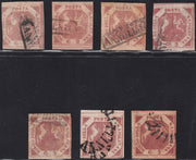 PV60_515 - 1858 - Stemma delle Due Sicilie, 2 grana III tavola, panoramica dei colori noti (7, 7b, 7c, 7d, 7e, 7f, 7g)
